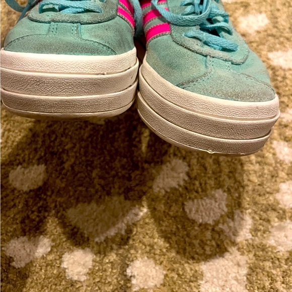 Adidas Women's Gazelle Aqua and Pink Sneakers Size 5 - Picture 7 of 9